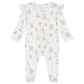 Baby Girls White & Pink Carousel Babygrow